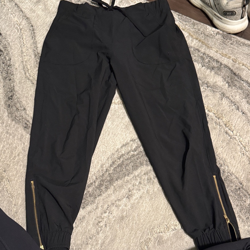 Albion Black Joggers with Gold Zippers